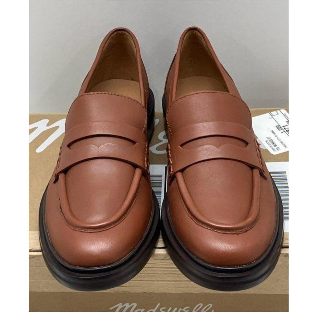 Madewell Vernon Loafers Burnt Maple Leather Size 9 - New in Box - Picture 2 of 6